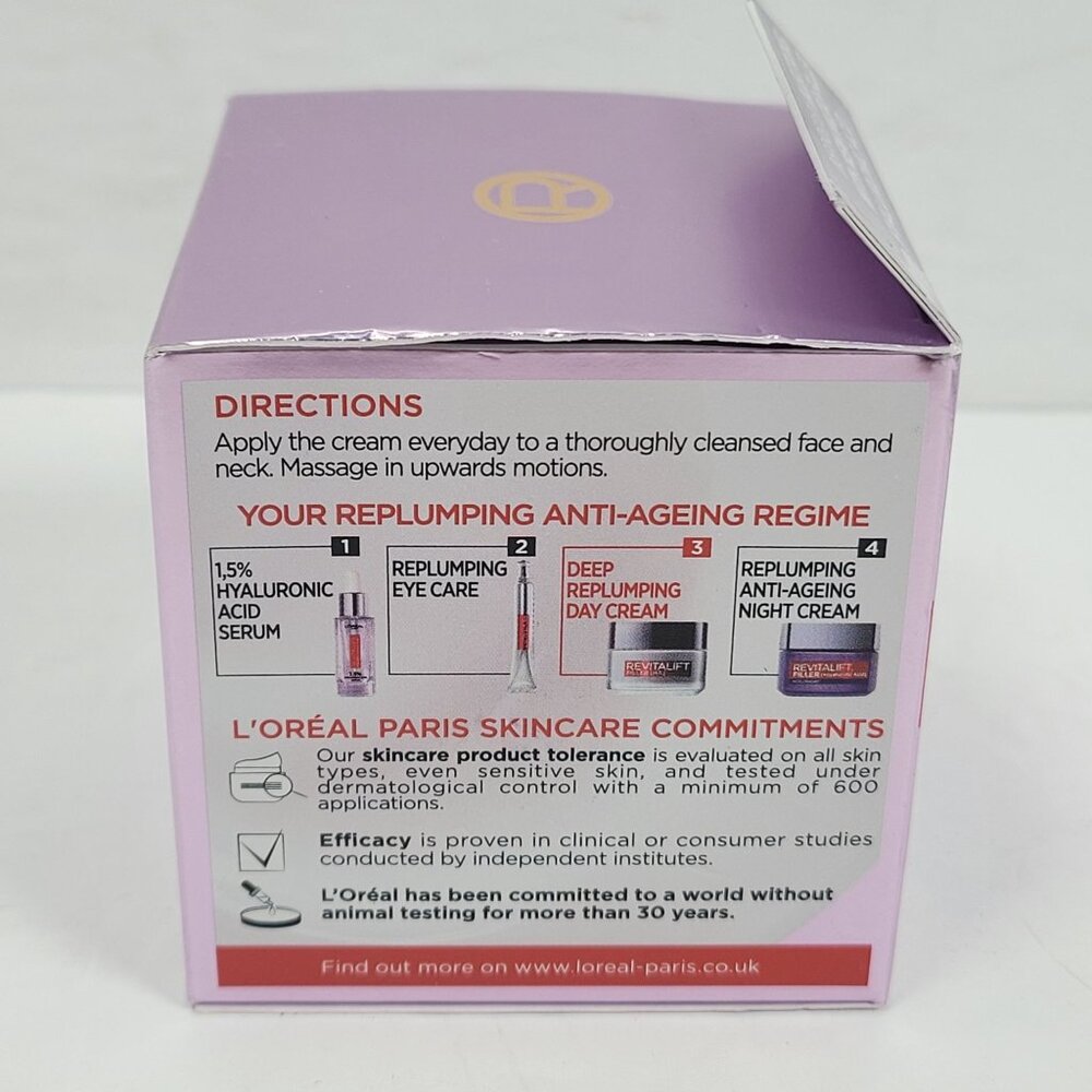 LOreal Paris Revitalift Filler Deep Replumping Anti-Ageing Day Cream 50ml NIB - Picture 3 of 5